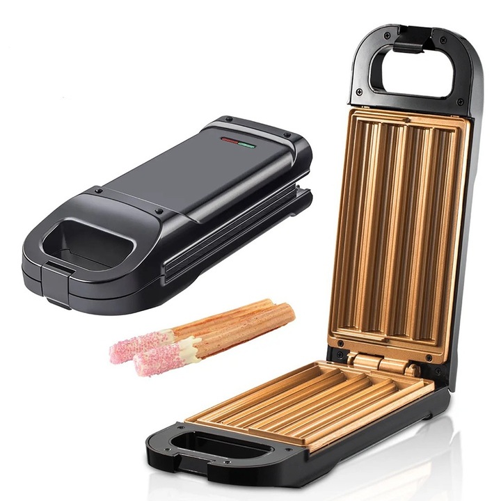 Aparat de facut deserturi, antiaderent, maner de transport, usor de curatat, antiderapant, 850W, negru