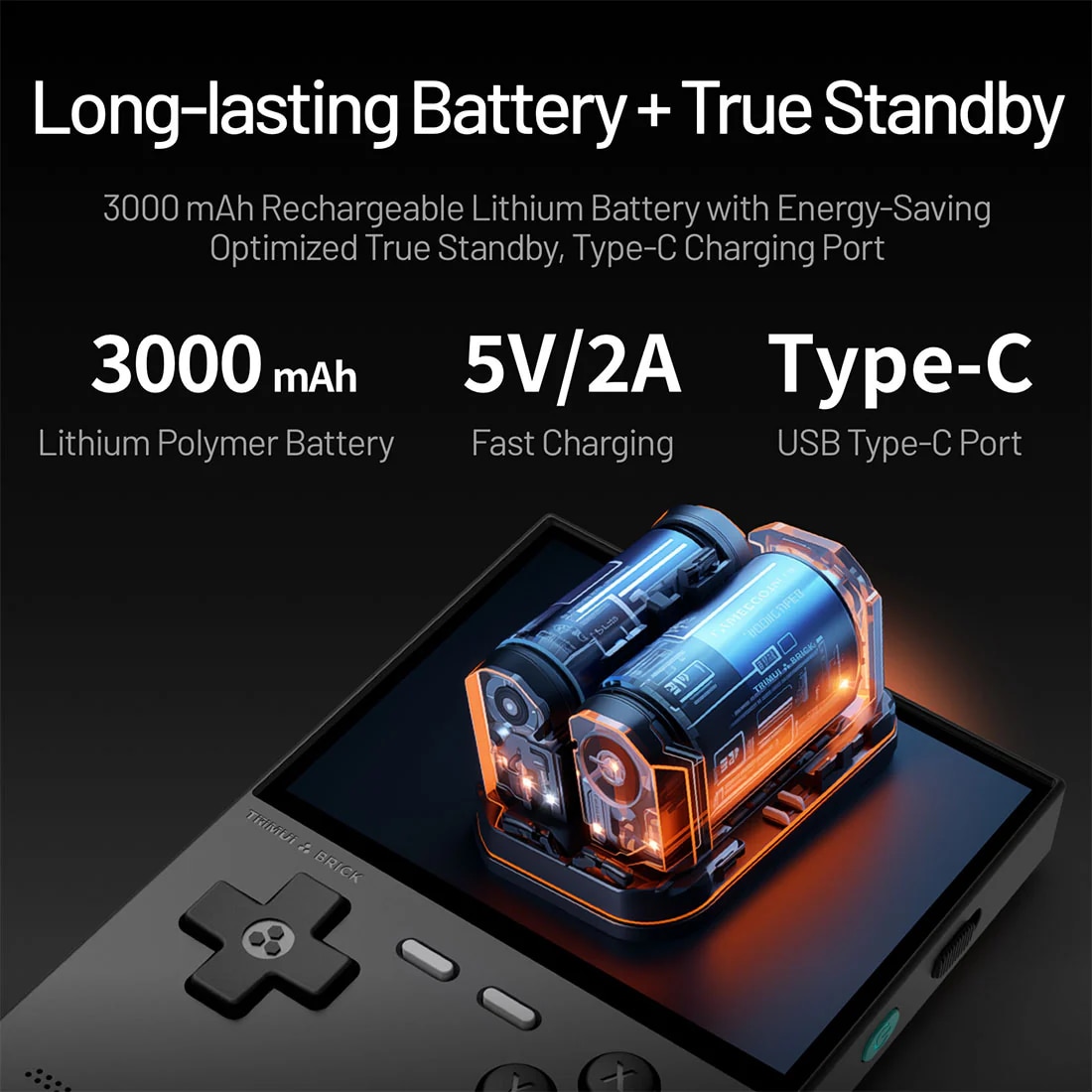 Consola retro TRIMUI Brick 64GB cu jocuri, quad core Cortex-A53 2.0GHz, 1GB RAM, IPS LCD 3.2" 1024x768 4:3, acumulator 3000 mAh, WiFi, Bluetooth, alba, portabila