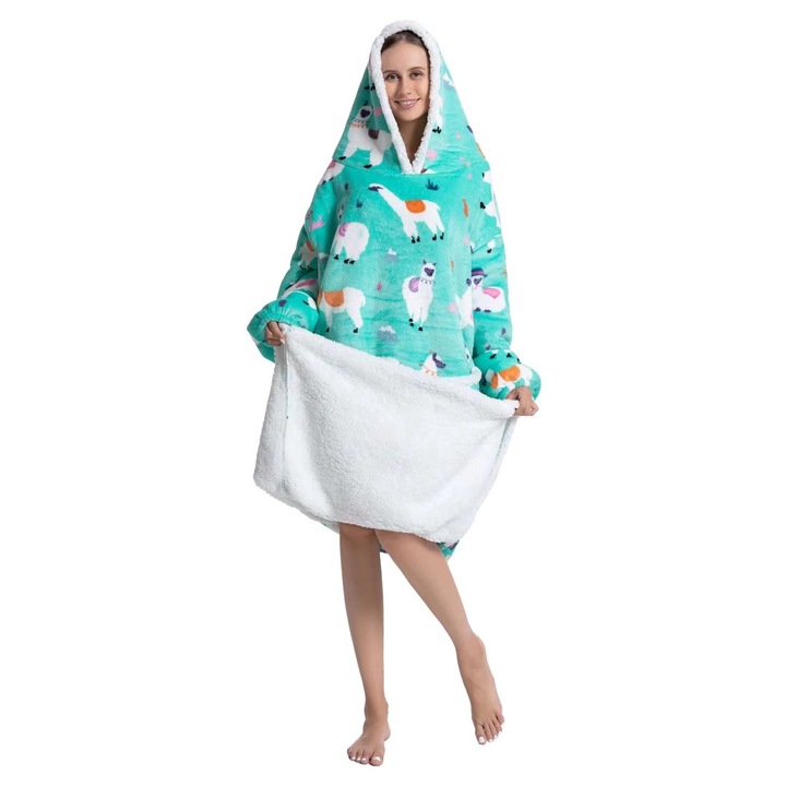 TillyBilly extra hosszú pulóver kapucnival, ujjakkal és zsebekkel, túlméretezett kapucnis pulcsi, ultra puha, könnyű és meleg polár női és férfi számára, ALPAKA