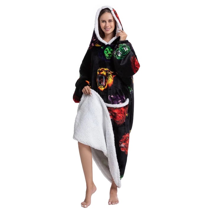 TillyBilly extra hosszú pulóver kapucnival, ujjakkal és zsebekkel, túlméretezett kapucnis pulcsi, ultra puha, könnyű és meleg polár női és férfi számára, BEAST