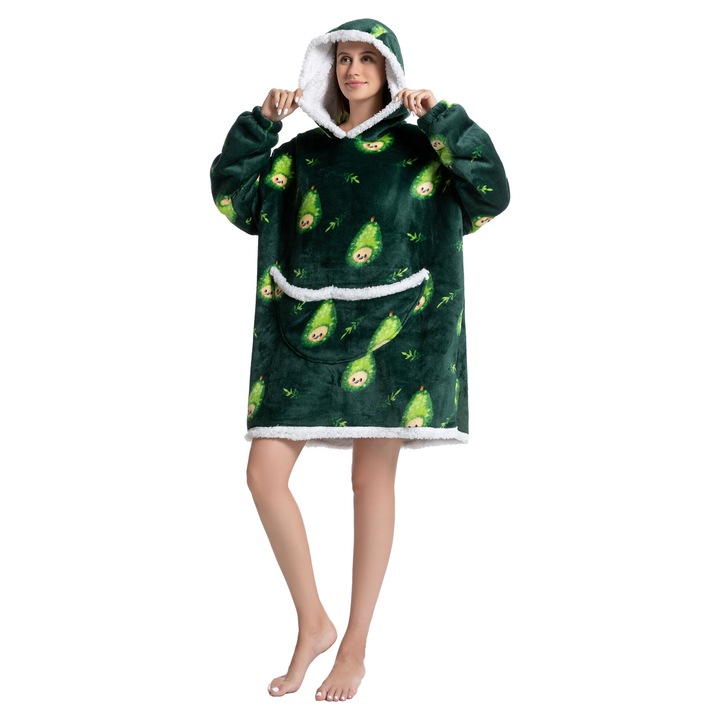 TillyBilly pulóver takaró ujjal, kapucnival és zsebekkel, kapucnis pulcsi, ultra puha, könnyű és meleg, sarki szőrös, PEAR PEOPLE modell