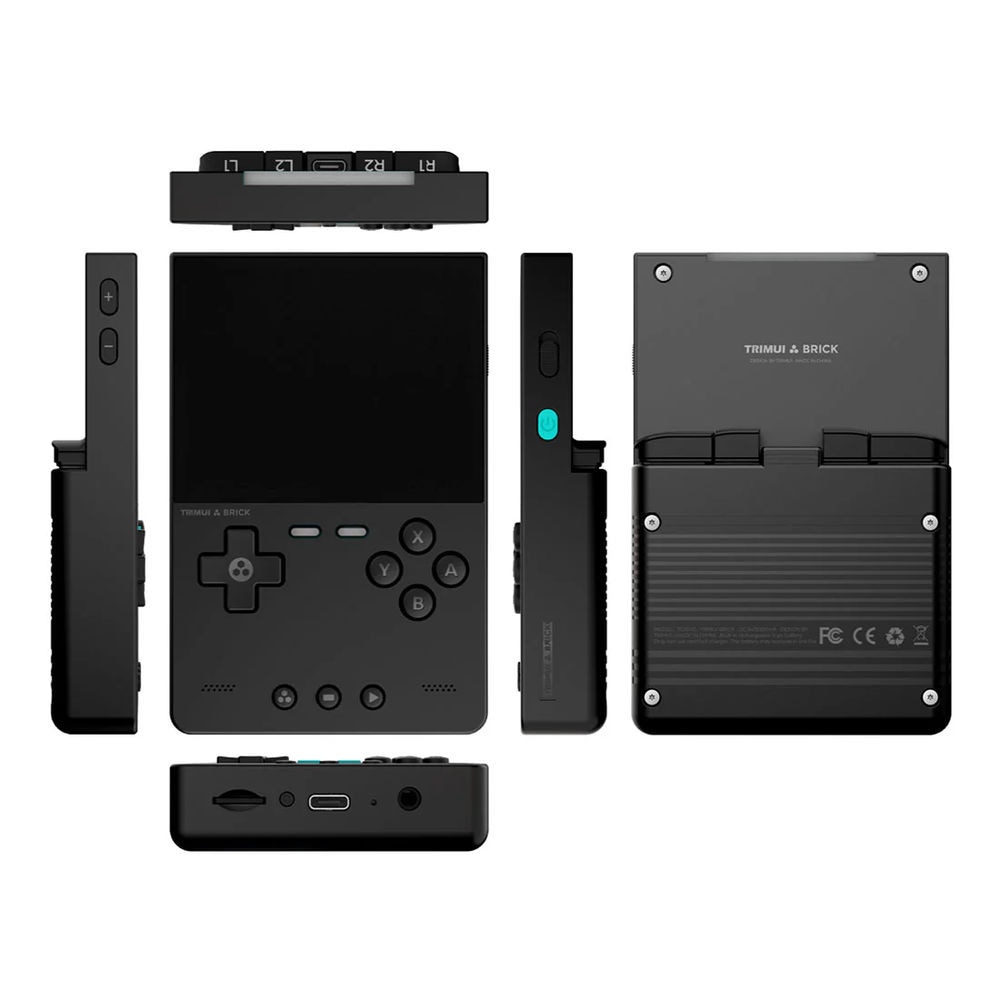 Consola retro TRIMUI Brick 64GB cu jocuri, quad core Cortex-A53 2.0GHz, 1GB RAM, IPS LCD 3.2" 1024x768 4:3, acumulator 3000 mAh, WiFi, Bluetooth, neagra, portabila