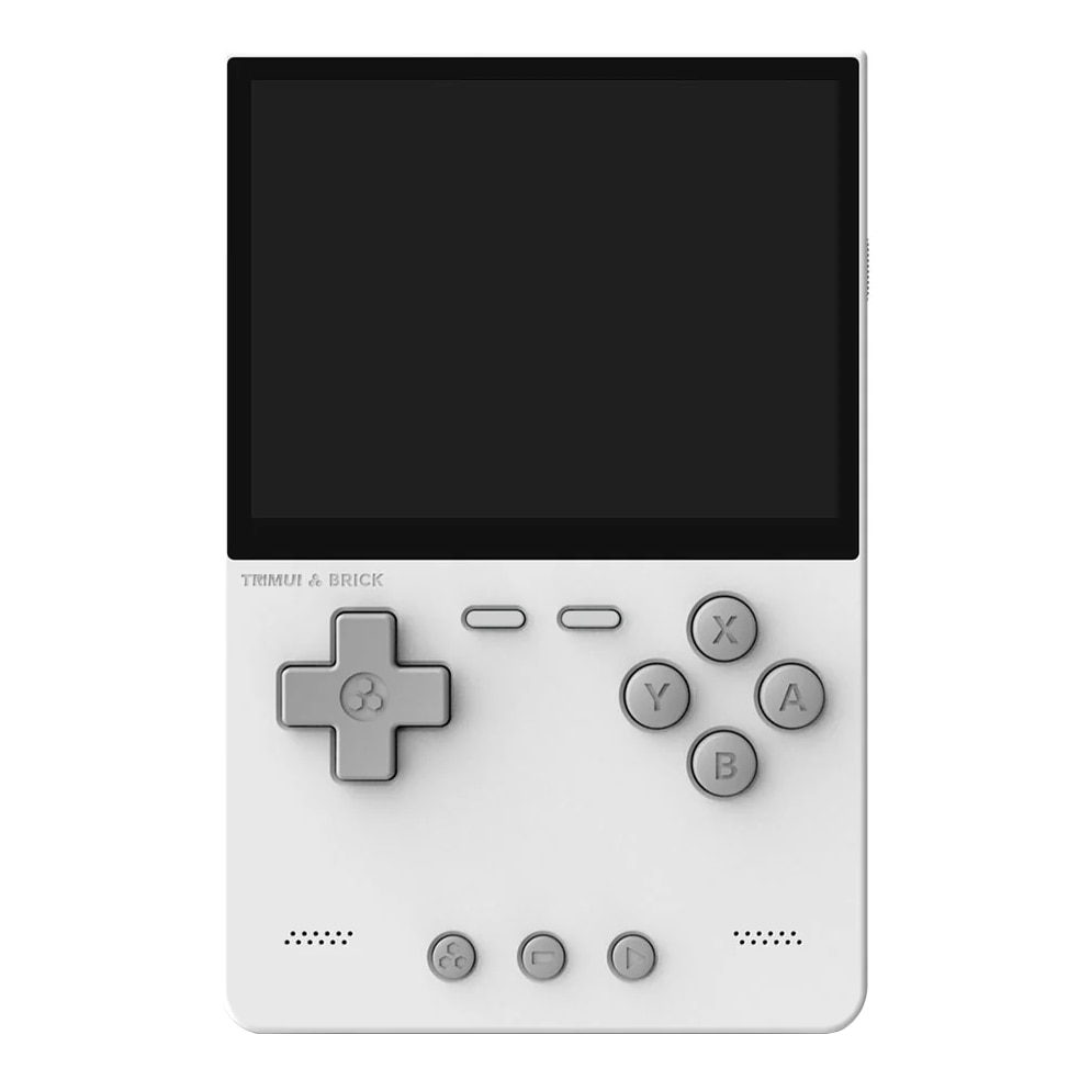 Consola retro TRIMUI Brick 64GB cu jocuri, quad core Cortex-A53 2.0GHz, 1GB RAM, IPS LCD 3.2" 1024x768 4:3, acumulator 3000 mAh, WiFi, Bluetooth, alba, portabila