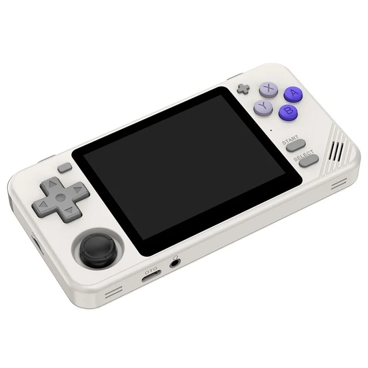 Consola retro Powkiddy RGB10X 64GB cu jocuri, quad core Cortex-A35 1.5GHz, 1GB RAM, IPS LCD 3.5" 640x480 4:3, acumulator 2800 mAh, gri, portabila