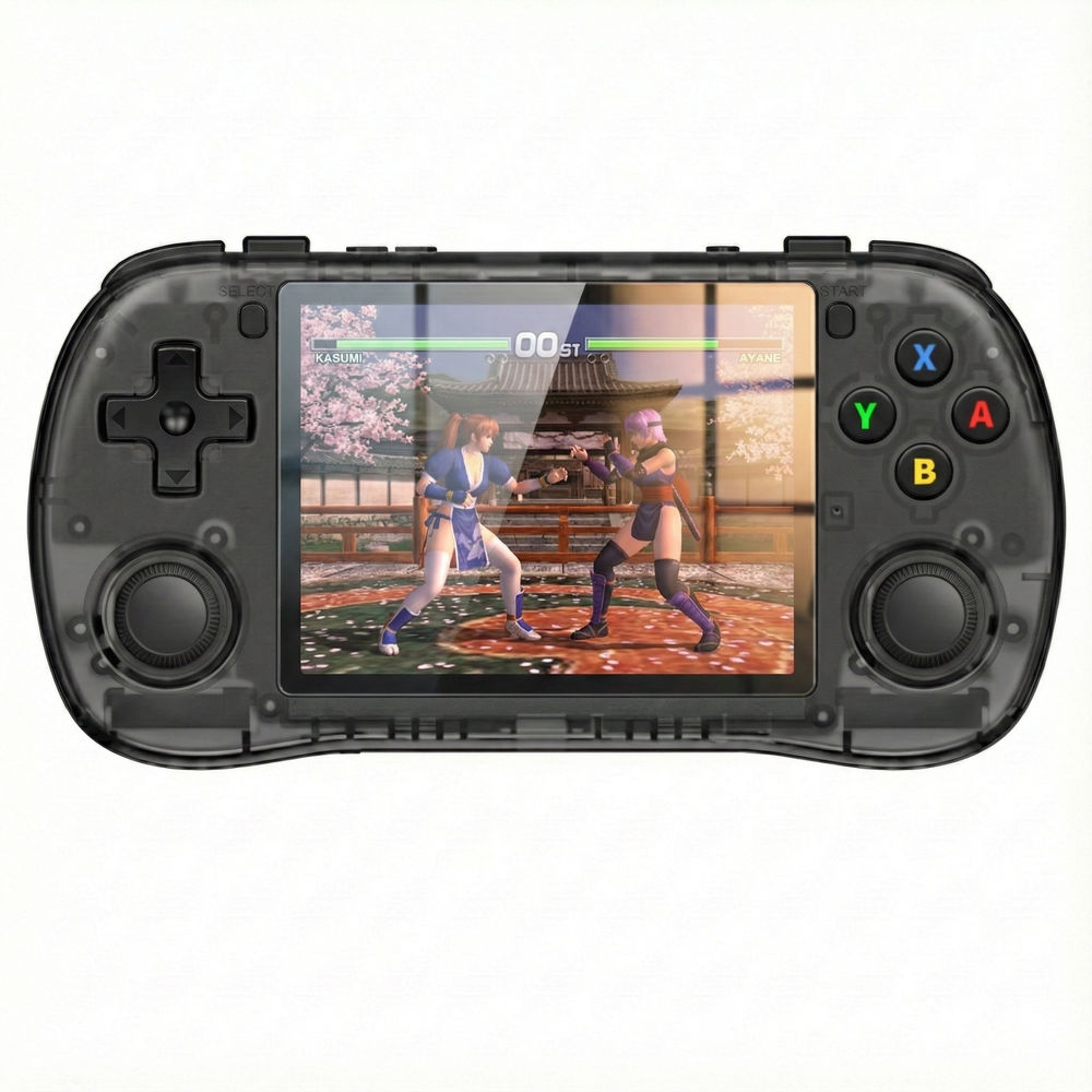 Consola retro Powkiddy X35H 64GB cu jocuri, quad core Cortex-A55 2.0GHz, 1GB RAM, IPS LCD 3.5" 640x480 4:3, acumulator 3000 mAh, bluetooth, neagra, portabila