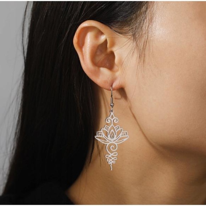 Női fülbevaló, Sterling ezüst, sebészeti acél, felfüggesztett, görög design, elegáns kiegészítő, ideális ajándéknak