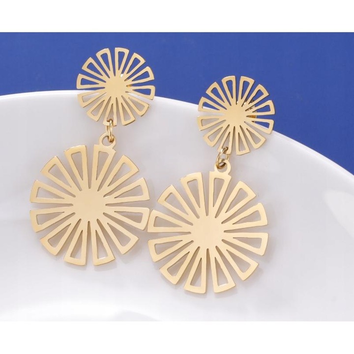 Cercei Dama, Otel Chirurgical, Cercuri Aurii, 3, 5 Cm, Hipoalergenici, Ideali Pentru Cadou, 1 Pereche In Cutie De Cadou