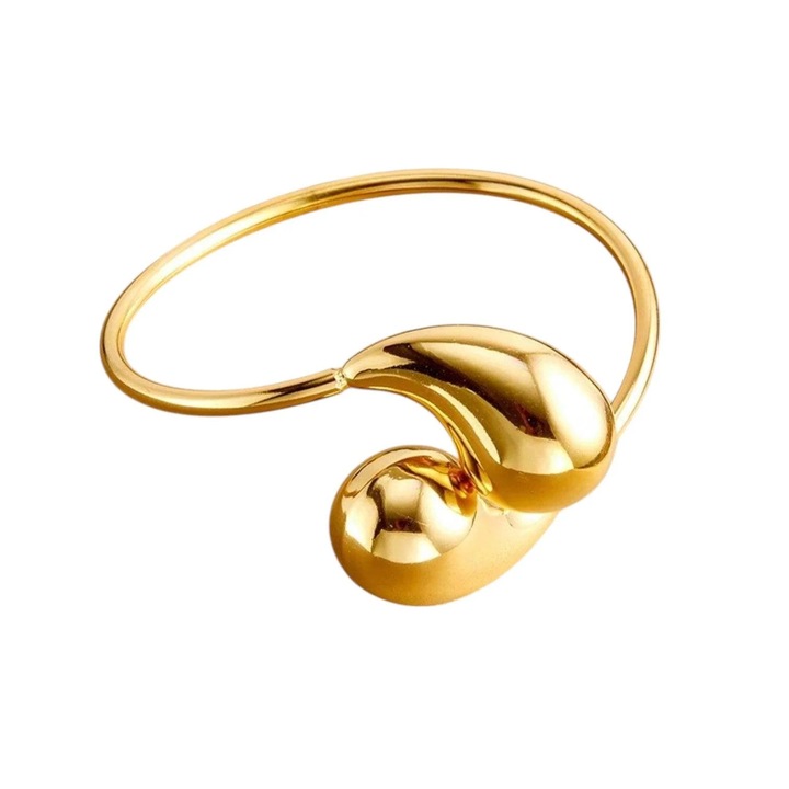 Bratara aurie, din otel inoxidabil, cu picatura de apa, suflata cu aur 18k, Carmencita C9