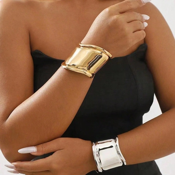 Bratara aurie, lata, forma ondulata, Celeste C9