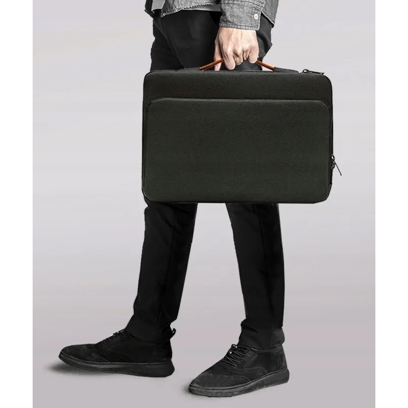 Geanta Laptop, Nylon, Negru, 15-16 Inci, Fermuar, Compartiment Interior, Buzunar Lateral, Rezistent La Umiditate, Amortizare, Dimensiuni: 41 x 30 x 3, 5 cm