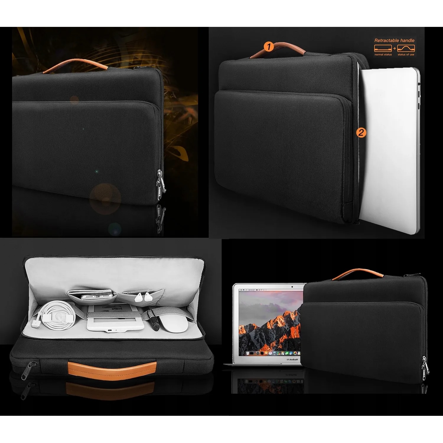 Geanta Laptop, Nylon, Negru, 15-16 Inci, Fermuar, Compartiment Interior, Buzunar Lateral, Rezistent La Umiditate, Amortizare, Dimensiuni: 41 x 30 x 3, 5 cm