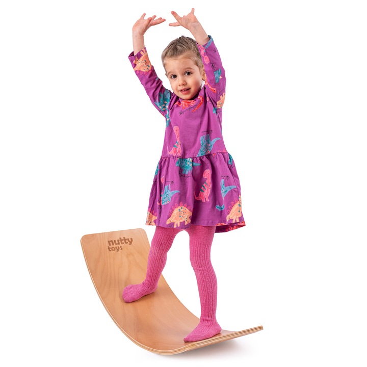 Montessori Balance Board Nutty Toys - Мултифункционална дъска за баланс и баланс - 88 см - 100% естествено дърво -