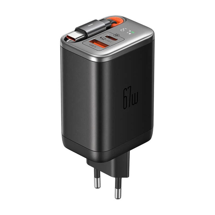 McDodo CH-4100 67 W GaN 2 az 1-ben USB-C+A töltő, 65 cm-es USB-C kábel, fekete