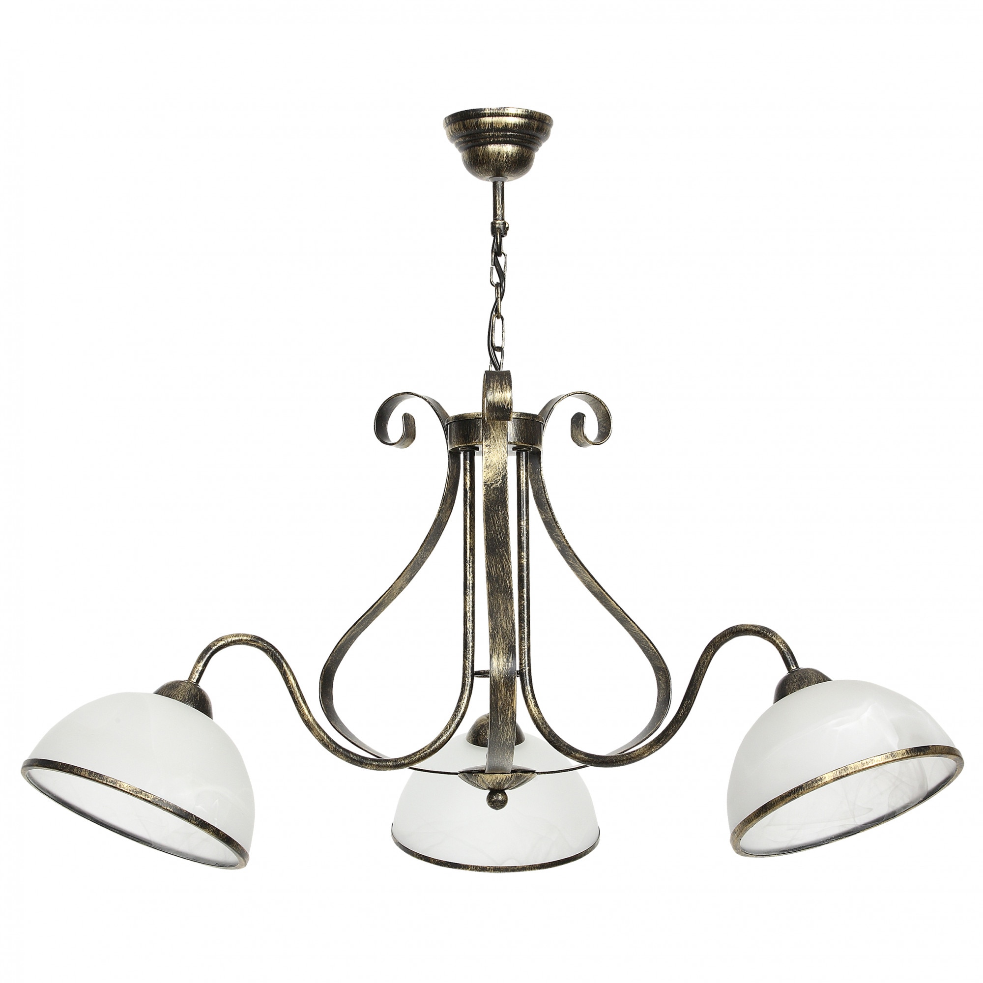 Lustra ESL Antica, 3x60W, E27, Metal/Sticla, Maro/Alb