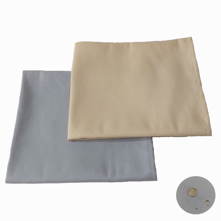 Set 2 mini fata de masa, impermeabila, Atelier Mosorel, uni, gri/bej, densitate 190g/m2, teflonata, 105x60 cm