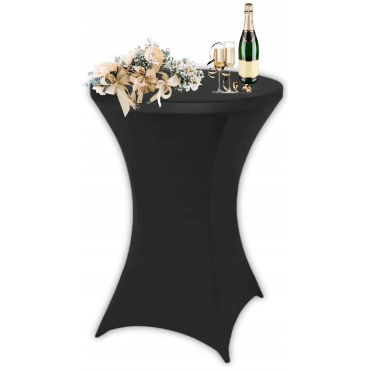 Husa Pentru Masa De Catering, Imbracam Mobilierul, Negru, Dreptunghiular 80 X 110 Cm, Poliester 90%, Elastan 10%, Rezistent La Pete, Compatibil Cu Masina De Spalat