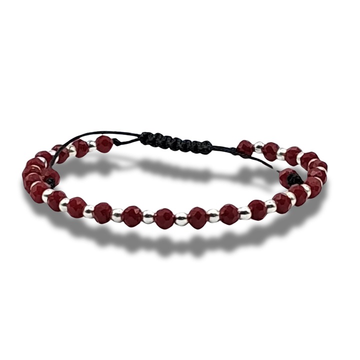 Bratara Sfere Argint si Pietre Semipretioase din Granat Masura Reglabila