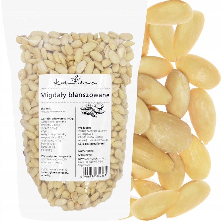 Migdale albite, Kuchnia Zdrowia, Natural, Fara aditivi, Gust excelent, Aroma, Gustos, Pachet bine inchis - Doypack: (1kg)