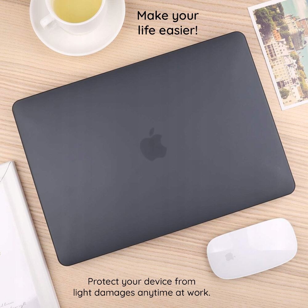 Carcasa de protectie compatibila cu MacBook Air 13" 2022/2024, UltraShell, antiderapant, plastic, Negru mat