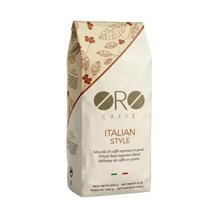 Cafea boabe ORO Caffè Italian Style, 1 kg – arome puternice de ciocolata si aluna prajita, crema densa si persistenta