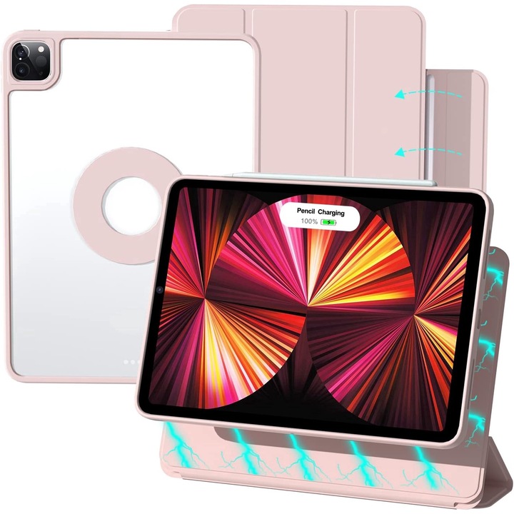 Премиум калъф Sigloo 2 в 1, за Apple Ipad Air 11, Air 5, Air 4, (11/10,9 инча), двуслоен магнит, подвижна вътрешност, множество ъгли на видимост, синтетична кожа, кремав