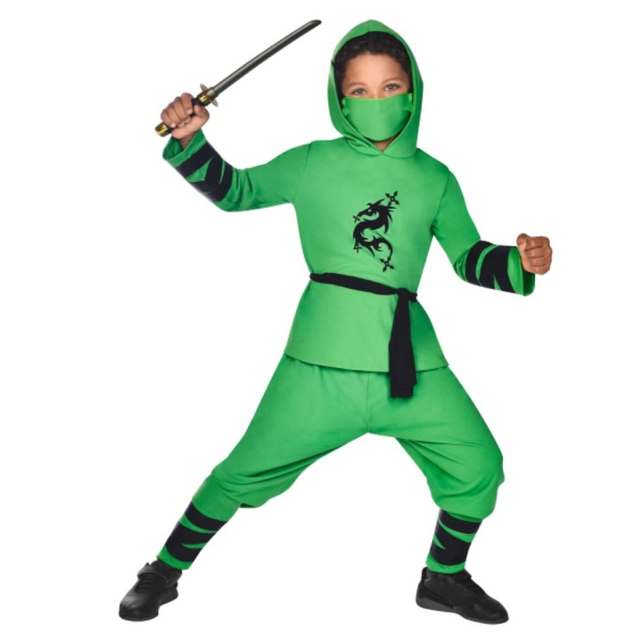 Costum Green Ninja pentru copii, 10-12 ani 158 cm