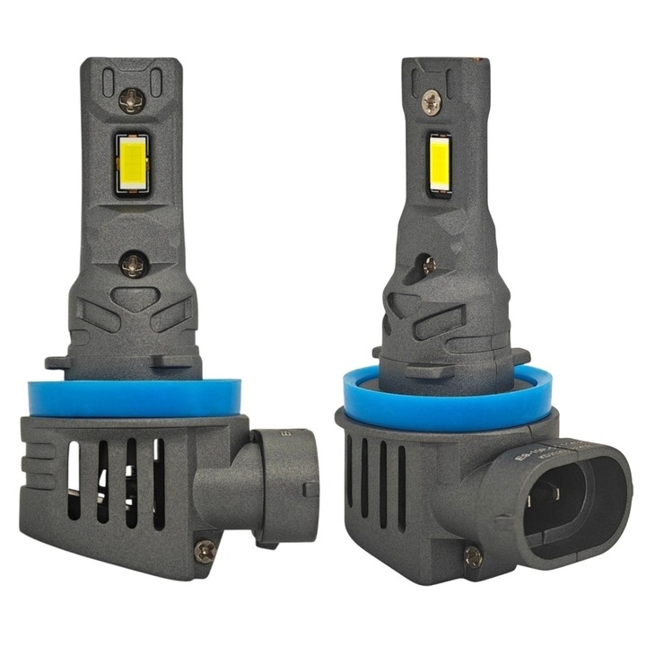 Bec LED Auto, motoLEDy, H8, PGJ19/1, pentru faruri lumini de intalnire, de drum, de zi DRL si proiectoare ceata, Alb 5500K, Set 2 bucati, CANBUS, 9V-32V, 8000lm/bucata, cu dioda 3570, 16 LED-uri, unghi 360°