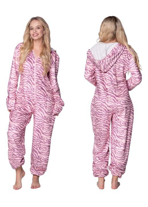 Pijama Onesie, Kigurumi, Salopeta, HomeDesign, Mystersheep, Polar, Model Tiger, Material Moale, Cald, Cu Fermoar, Ideala Pentru Cadou, Roz