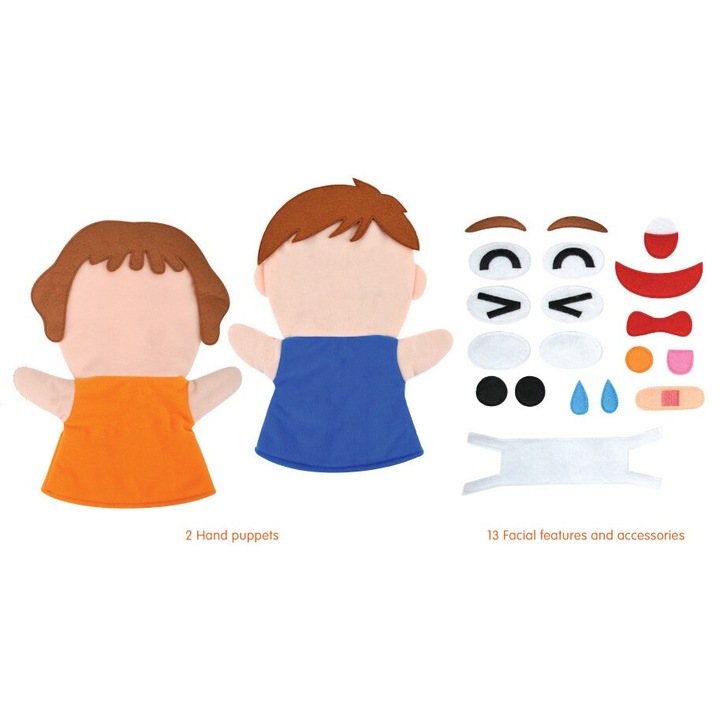 Set jucarii interactive K's Kids, 2 papusi textile, 13 fete diferite, accesorii, multicolor