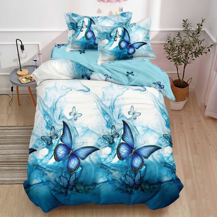 Ágyneműgarnitúra, 1 személyes, 140 x 200 cm, rugalmas, szatén bevonattal, 4 db, Casa de Vis, T60-140