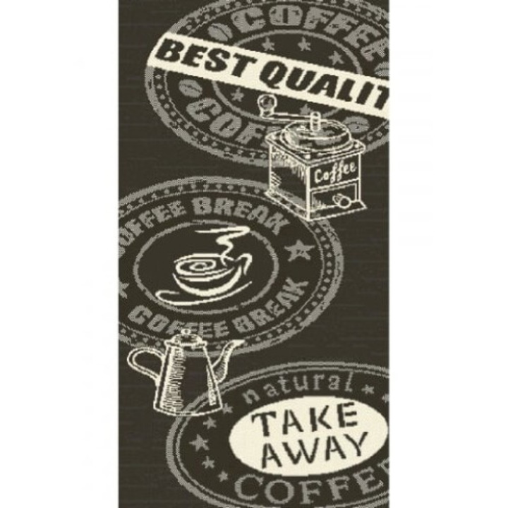 Bejárati ajtószőnyeg, Flex 1905-80, Csúszásgátló, Fekete, 133x195 cm