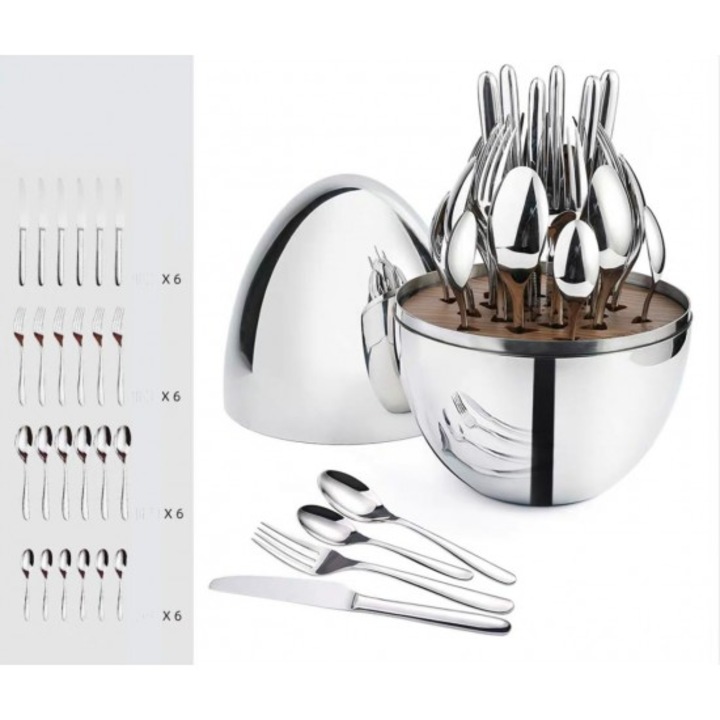 Комплект 24 прибора със стойка, метал+Pvc, 30x20 см