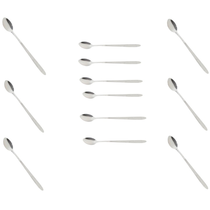 Комплект 12 лъжички за кафе, Метал, 20см