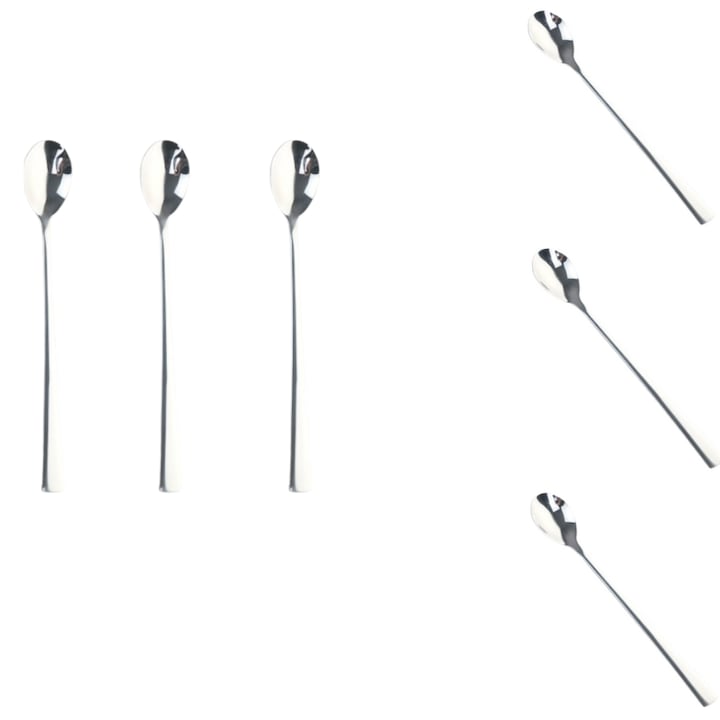 Комплект 6 лъжички за кафе с дълга дръжка, Метал, 19х3 см