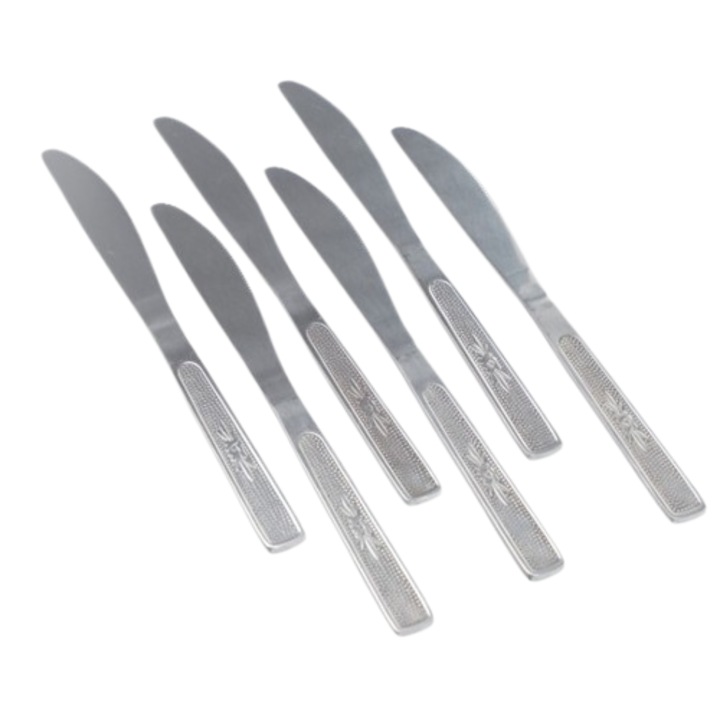 Комплект от 6 трапезни ножа, Неръждаема стомана, 23x2 см