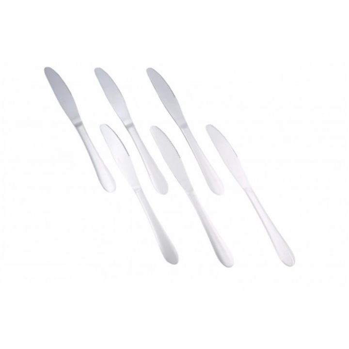 Комплект от 6 трапезни ножа, Неръждаема стомана, 22 см