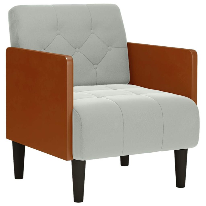 vidaXL világosszürke bársony kanapészék karfás szék 55 cm 4100595