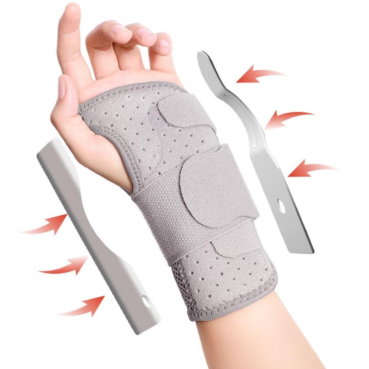 Suport pentru incheietura mainii, protectie, MzcrJosv®, stabilitate si confort pentru activitati si recuperare, unisex, Mana stanga, Gri, Dimensiune S