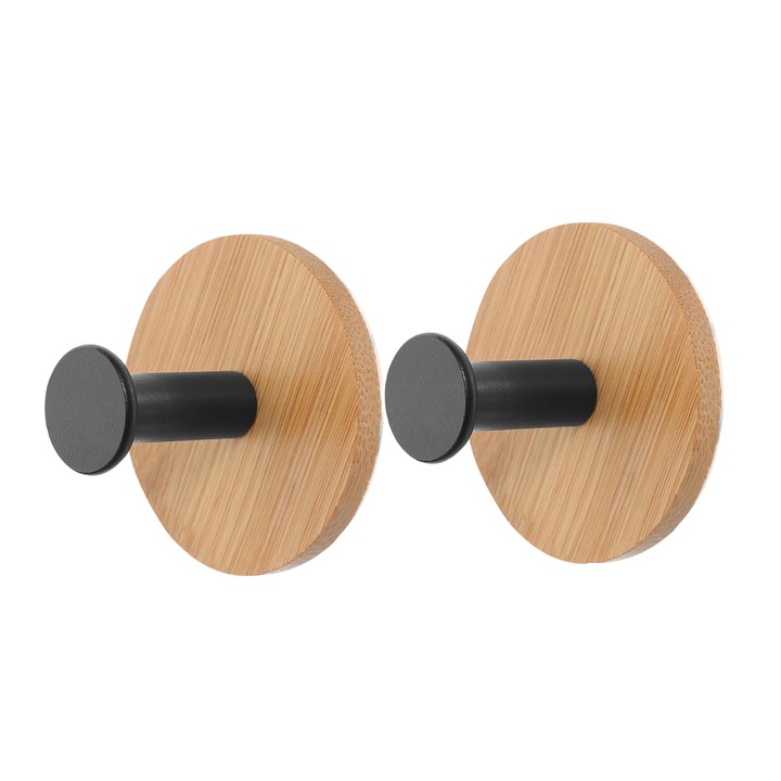 Suport prosoape, TREXORA, set 2 bucati, lipire, negru, 5 kg