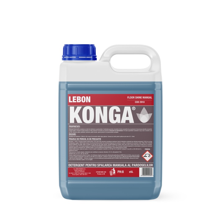 Препарат за подове Konga, Аромат Ocean Fresh, 5 л, Професионална употреба с разреждане 1:100