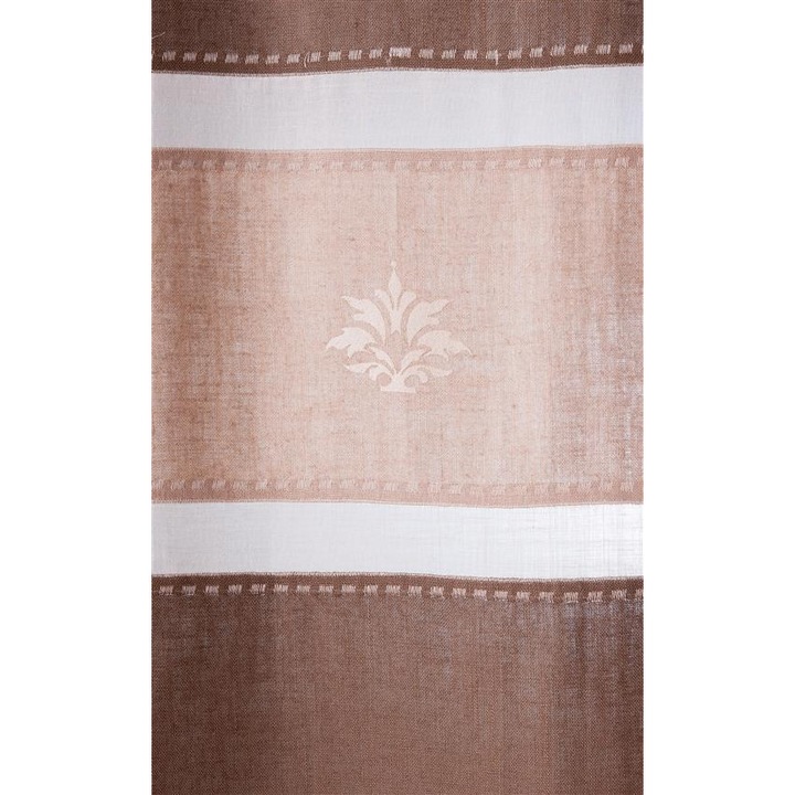 Draperie maro din in, cu banda decorativa bej, 160x250 cm