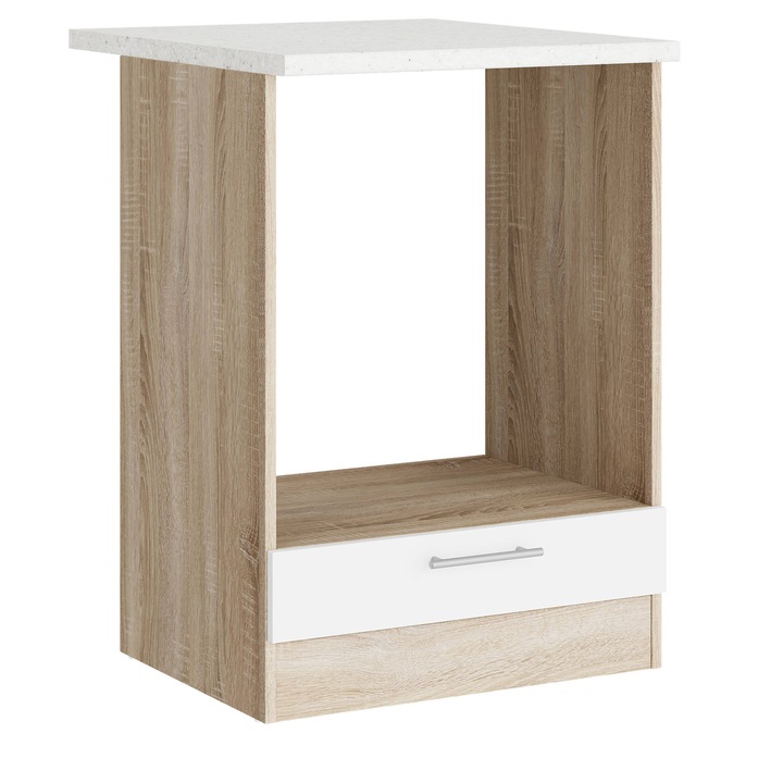 Долен кухненски шкаф за фурна ЕКО 600 със плот, Еверест Мебел, 60х46х85 см, Дъб Сонома/Алба