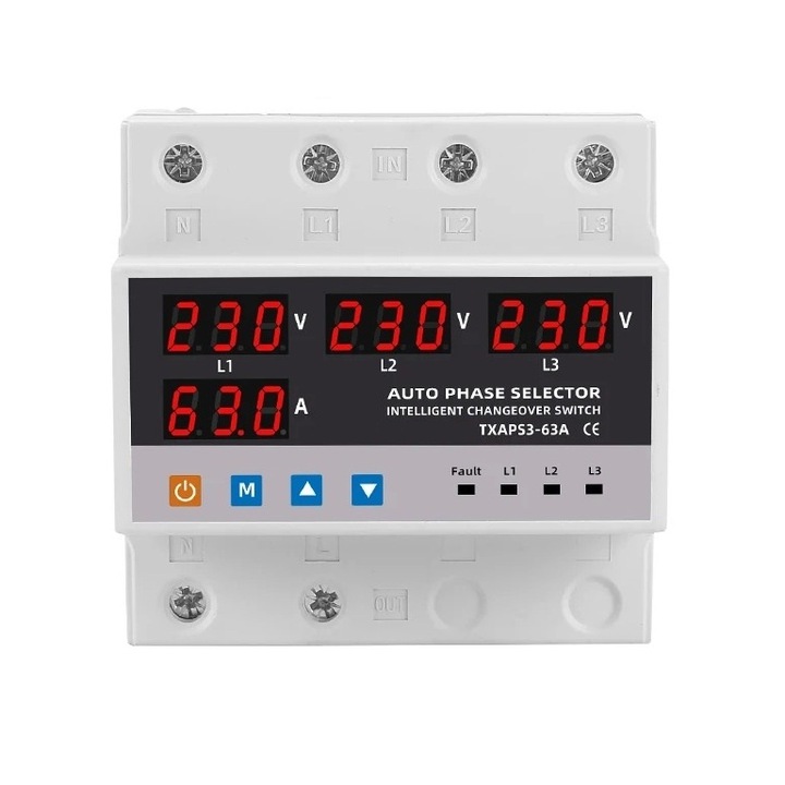 Comutator inteligent E-ETOP, ETXAPS3-100A, protectie, 100A, converteste tensiunea trifazata in monofazata, alb