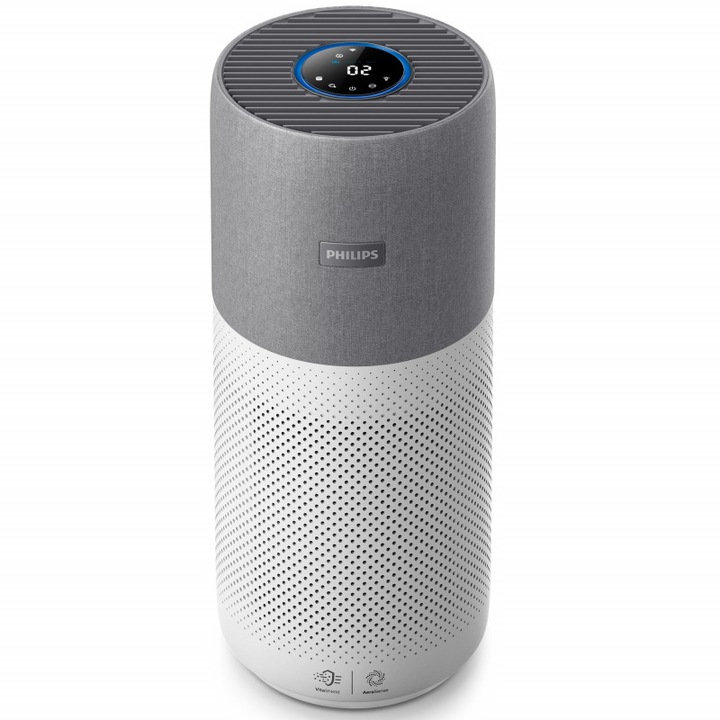 Пречиствател за въздух Philips AC3033/10, SMART, Wi-Fi, 55W, За до 135 м2, HEPA, Интелигентни сензори, Бял/сив