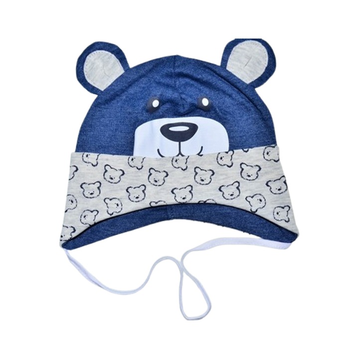 Caciula din bumbac, pentru baieti, Mini Junior CABMJ1303-18, Albastru 42-44 CM