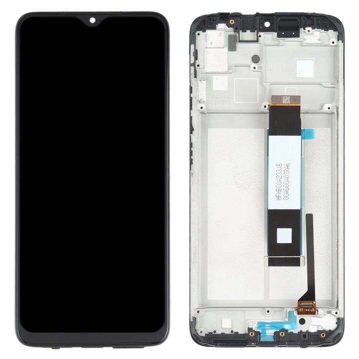 Display cu rama pentru Xiaomi Redmi Note 9, DaDen®, Negru, LCD, Ecran Tactil, Best Quality