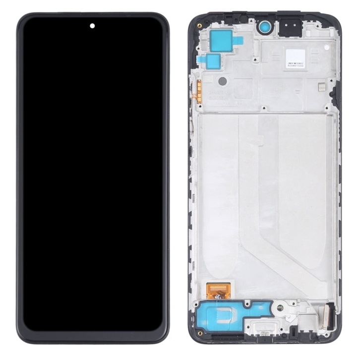 Display cu rama pentru Xiaomi Redmi Note 10S, DaDen®, Negru, LCD, Ecran Tactil, Best Quality
