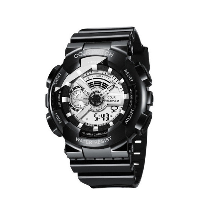 Ceas pentru copii Fudisenn®, design mare, iluminare LED, rezistent la apa 50m, curea de mana, negru