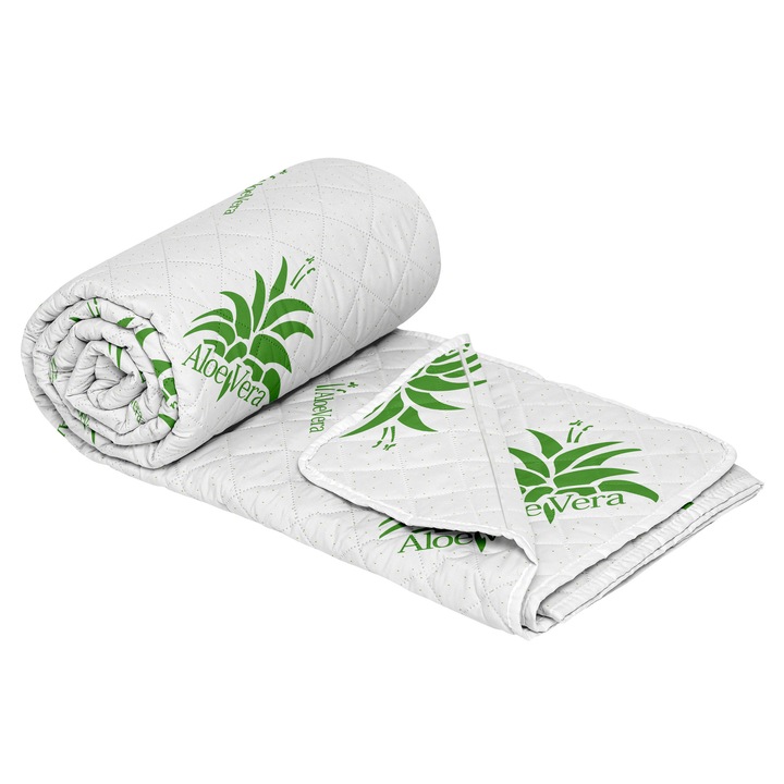 Aloe Vera matracvédő NufJoy®, 90x200 cm, ultrahangos steppelt mikroszálas, mosható, rugalmas rögzítőrendszerrel