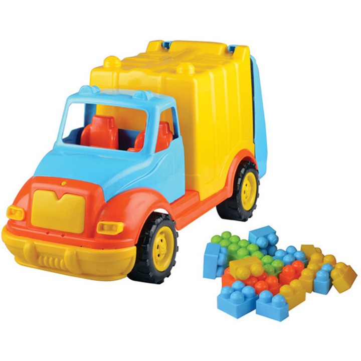 Камион за боклук 48 см с 38 строителни елемента, Ucar Toys